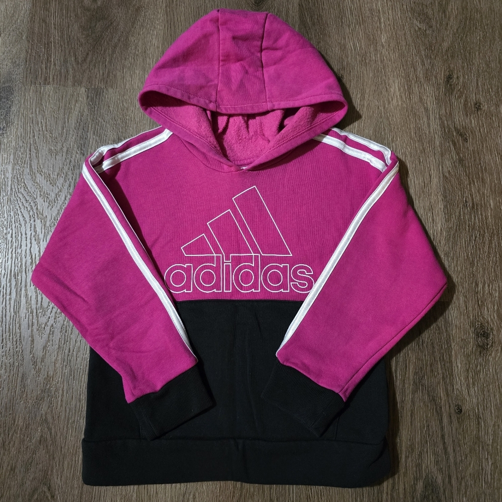 Adidas‎ Girl's Hooded Pullover Hoodie Sweater Pink & Black Size Little Kid 5